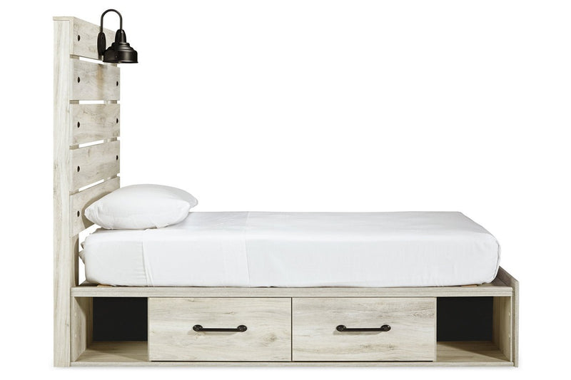 Cambeck Whitewash Twin Panel Bed with 2 Storage Drawers - DMV FurnitureTwin Bed