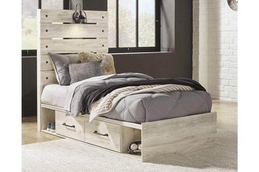Cambeck Whitewash Twin Panel Bed with 2 Storage Drawers - DMV FurnitureTwin Bed