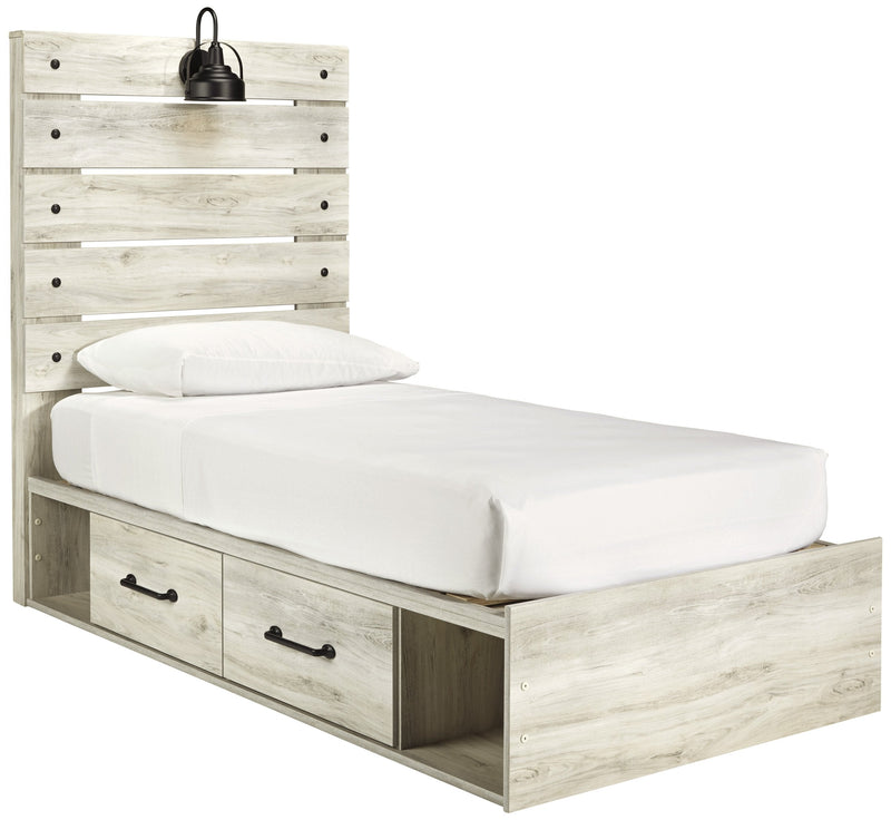 Cambeck Whitewash Twin Side Storage Platform Bed - DMV FurnitureTwin Bed
