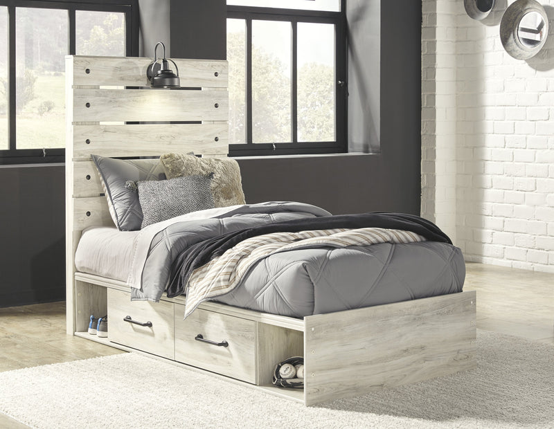 Cambeck Whitewash Twin Side Storage Platform Bed - DMV FurnitureTwin Bed