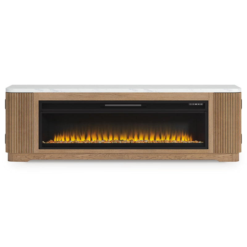 Camdill Light Brown 80" TV Stand with Electric Fireplace - W808W1