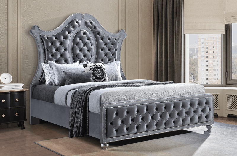 Cameo Gray King Upholstered Panel Bed - DMV FurnitureKing Bed