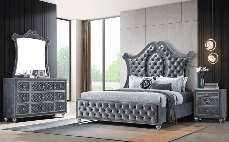 Cameo Gray King Upholstered Panel Bed - DMV FurnitureKing Bed
