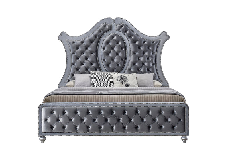 Cameo Gray Queen Upholstered Panel Bed - DMV FurnitureQueen Bed