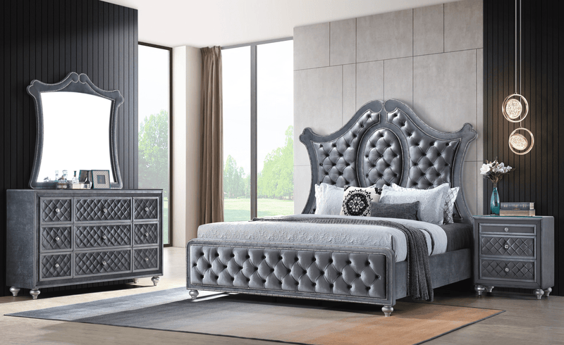 Cameo Gray Upholstered Panel Bedroom Set - DMV FurnitureBedroom Set