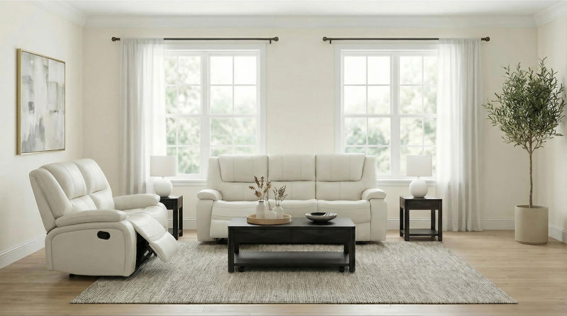Camila 2-piece Upholstered Reclining Sofa Set White - 610247-S2