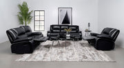 Camila 3-piece Upholstered Reclining Sofa Set Black - 610244-S3