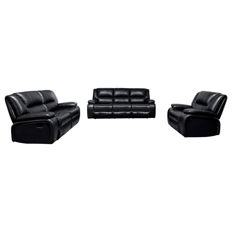 Camila 3-piece Upholstered Reclining Sofa Set Black - 610244-S3