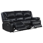 Camila 3-piece Upholstered Reclining Sofa Set Black - 610244-S3
