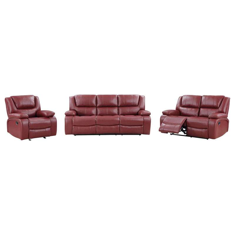 Camila 3-piece Upholstered Reclining Sofa Set Red - 610241-S3
