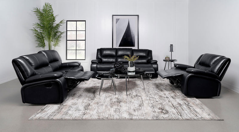 Camila Upholstered Motion Reclining Loveseat Black - 610245