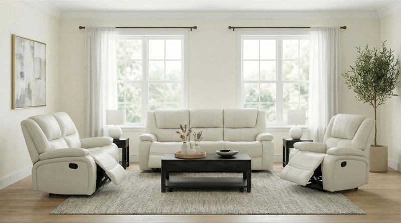 Camila Upholstered Motion Reclining Sofa White - 610247