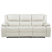 Camila Upholstered Motion Reclining Sofa White - 610247
