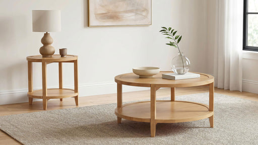 Camillo 2-piece Round Coffee and End Table Set Maple  - 709698-S2