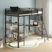 Campus 3-shelf Metal Twin Workstation Loft Bed Matte Black - 460332BLK
