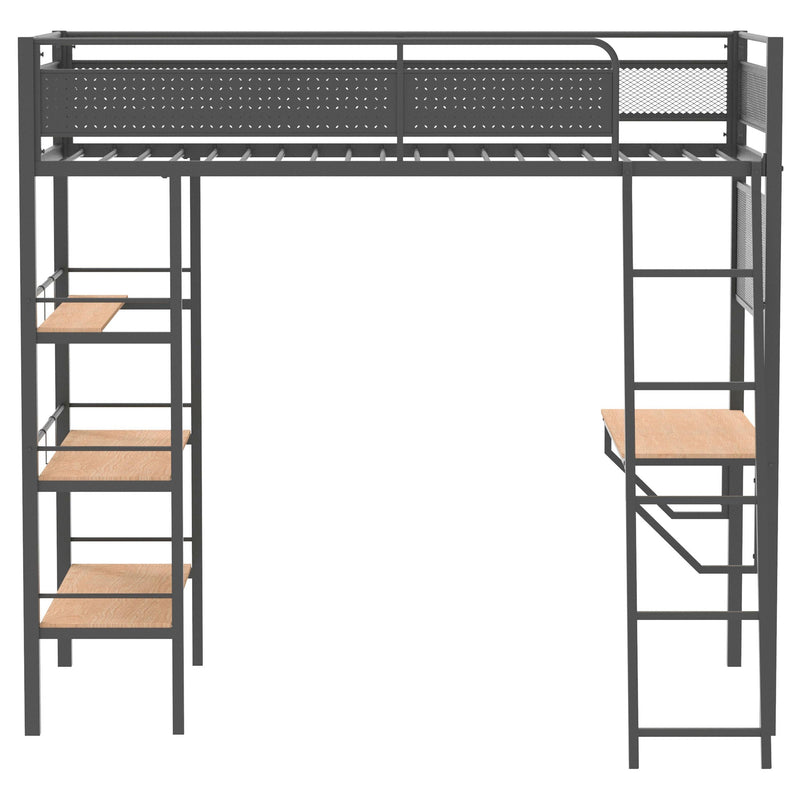 Campus 3-shelf Metal Twin Workstation Loft Bed Matte Black - 460332BLK