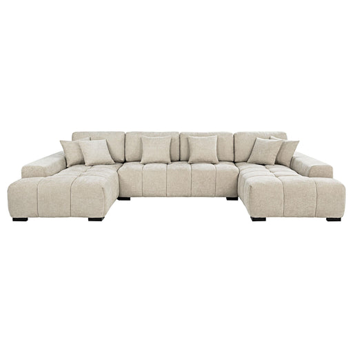 Cannella U-Shaped Double Chaise Upholstered Sectional Sofa Beige - 500350