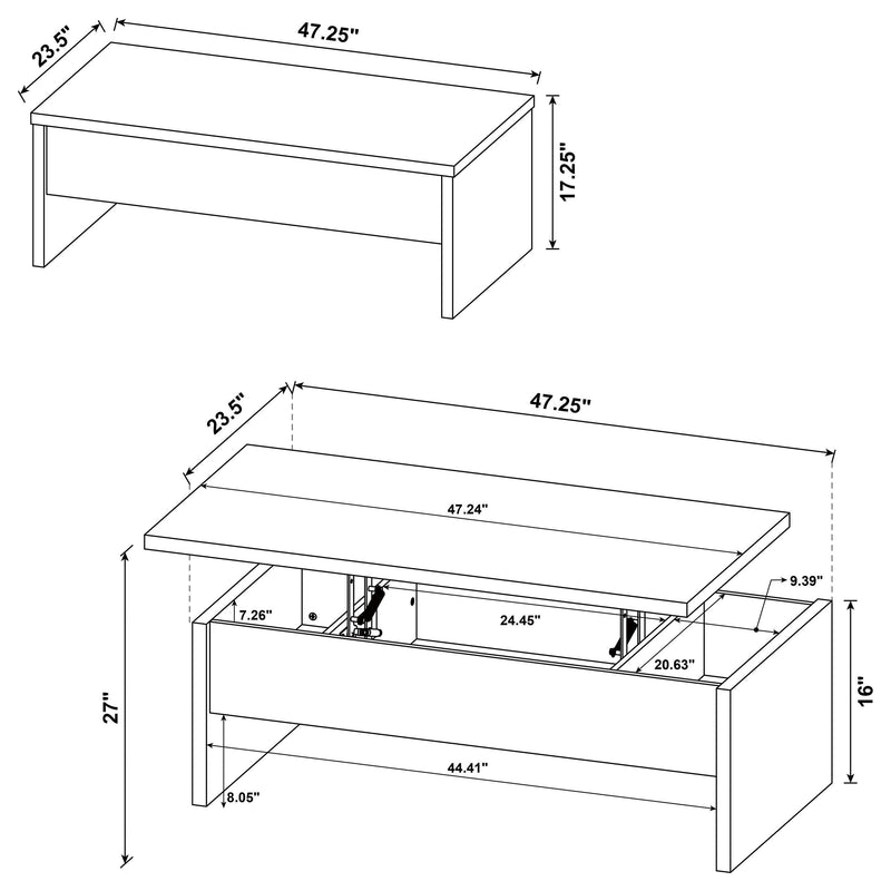 Canoga Engineered Wood Lift Top Coffee Table Light Oak - 706348