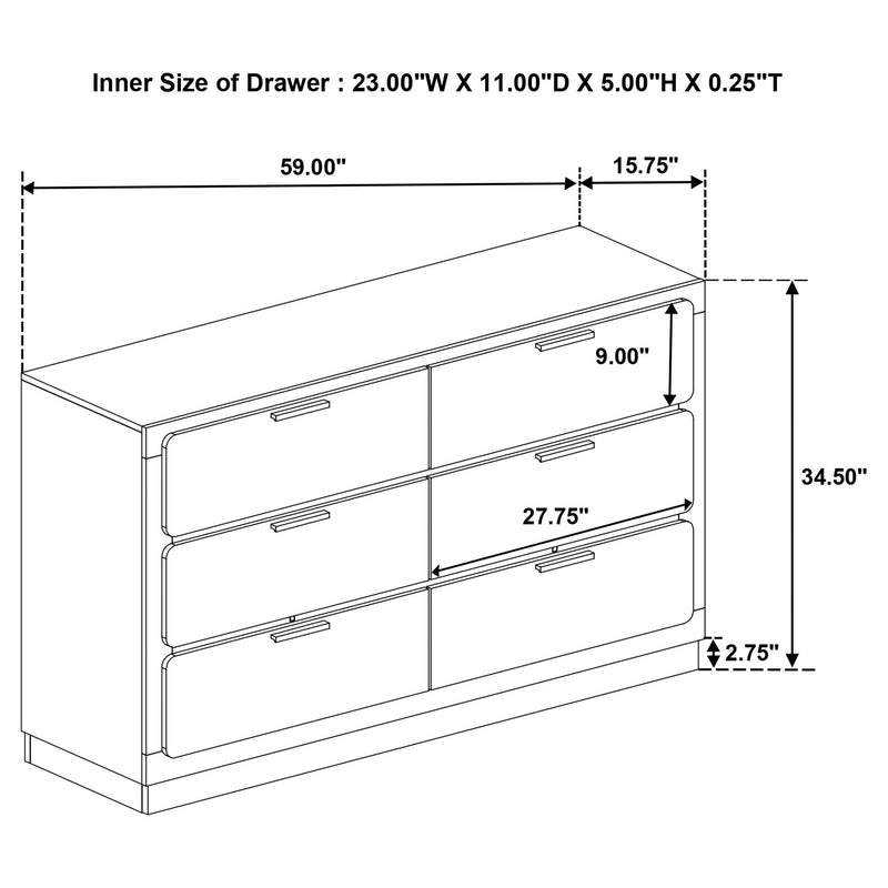 Caraway 6-drawer Dresser White - 224773