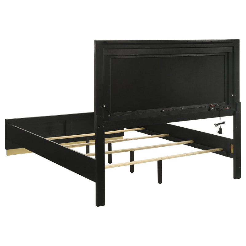 Caraway Wood California King LED Panel Bed Black - 224781KW