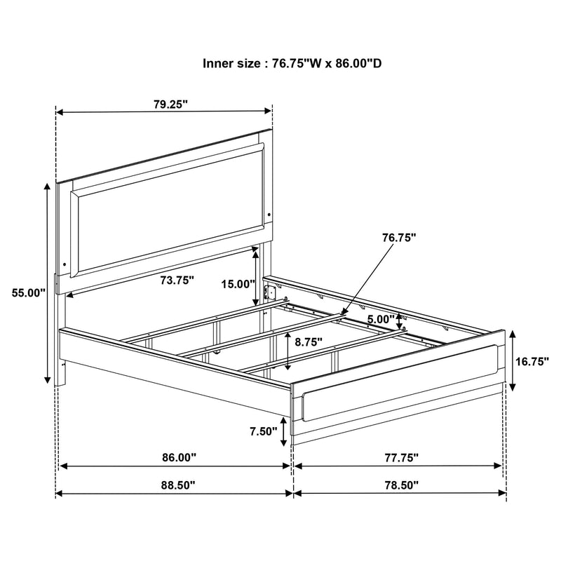Caraway Wood California King LED Panel Bed White - 224771KW