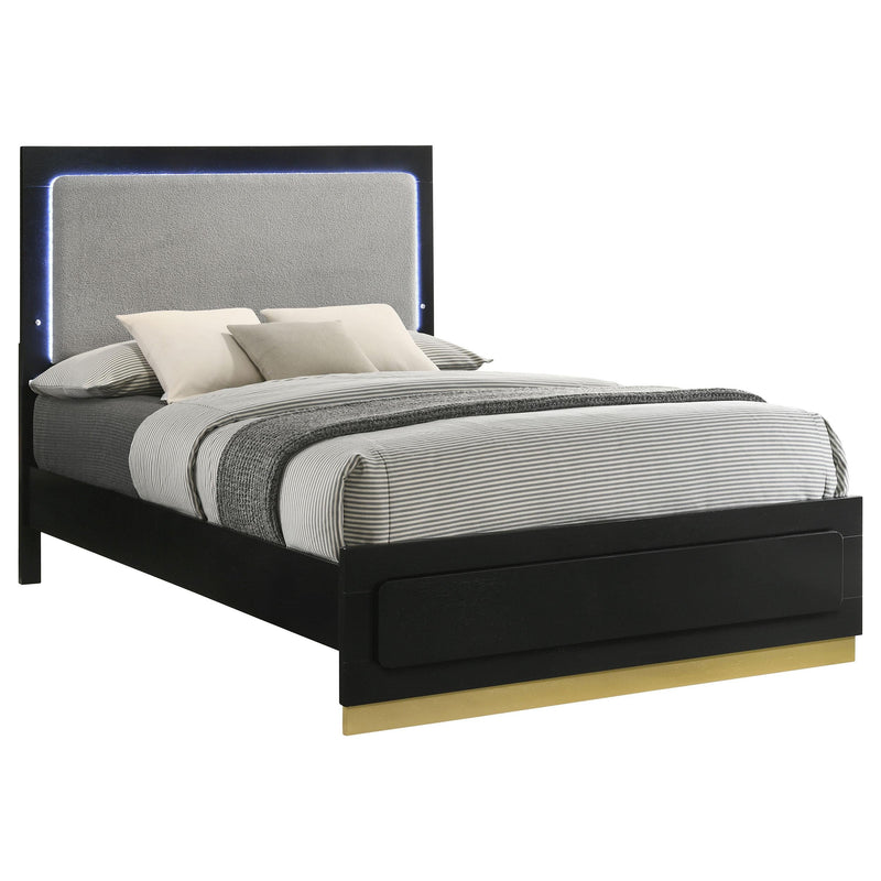 Caraway Wood Queen LED Panel Bed Black - 224781Q