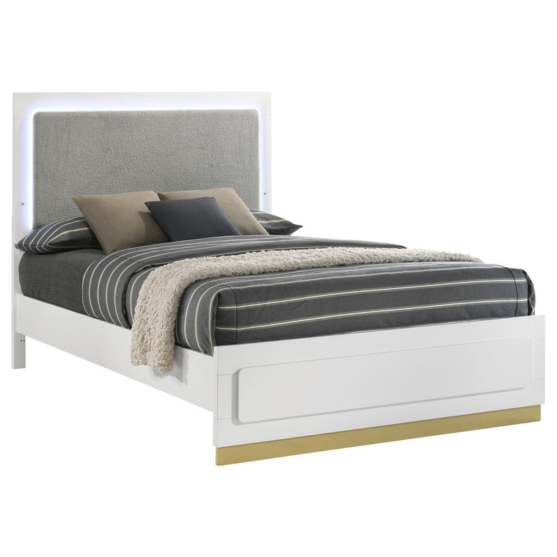 Caraway Wood Queen LED Panel Bed White - 224771Q