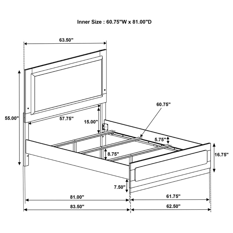 Caraway Wood Queen LED Panel Bed White - 224771Q