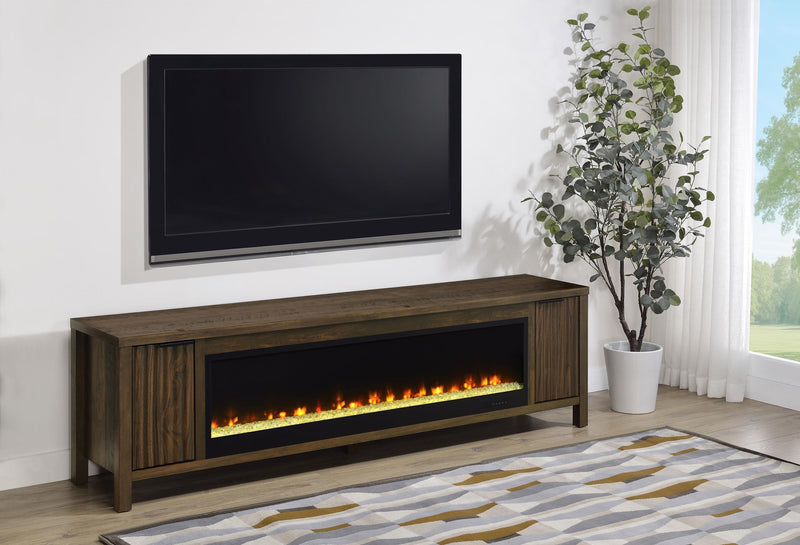 Carey 79-inch TV Stand Fireplace Media Console Dark Pine - 722823