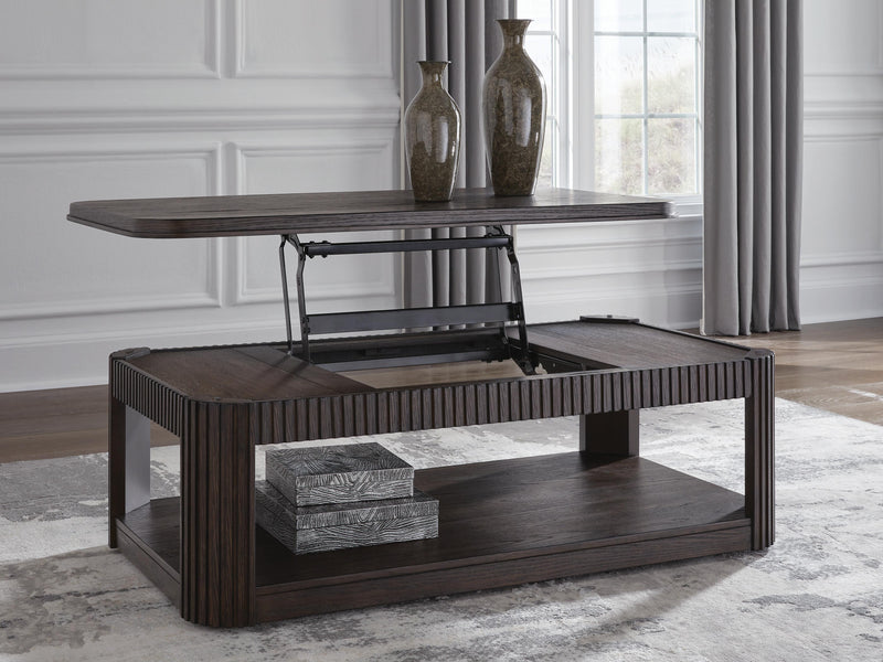 Carlibrie Warm Brown Lift-Top Coffee Table - T700-9