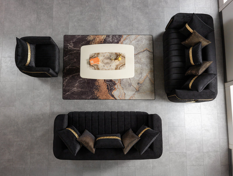 Carlina Black Velvet Loveseat - CARLINABK-L