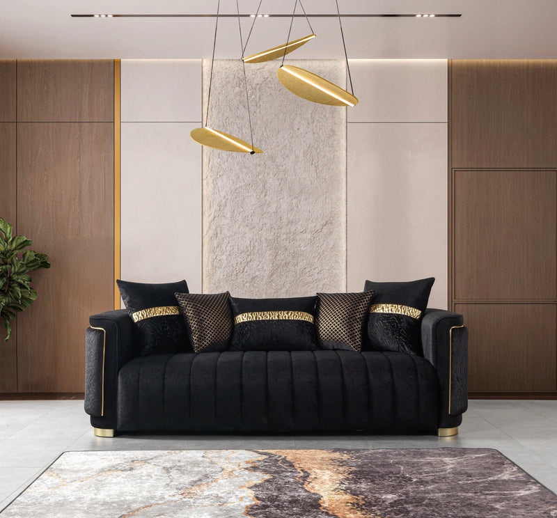Carlina Black Velvet Sofa - CARLINABK-S