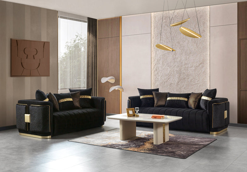 Carlina Black Velvet Sofa - CARLINABK-S