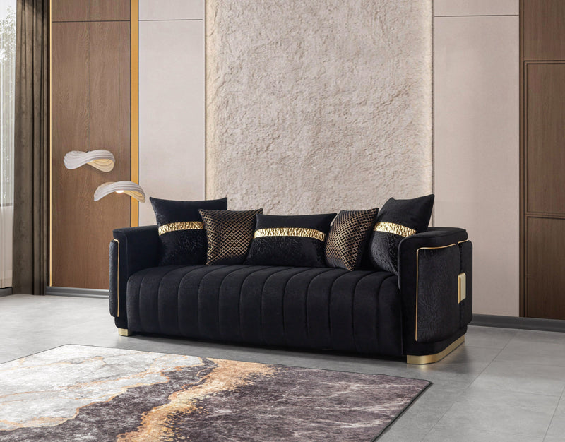Carlina Black Velvet Sofa - CARLINABK-S