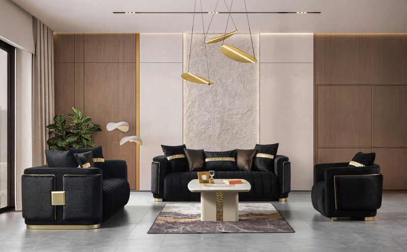 Carlina Black Velvet Sofa & Loveseat - CARLINABK-SL