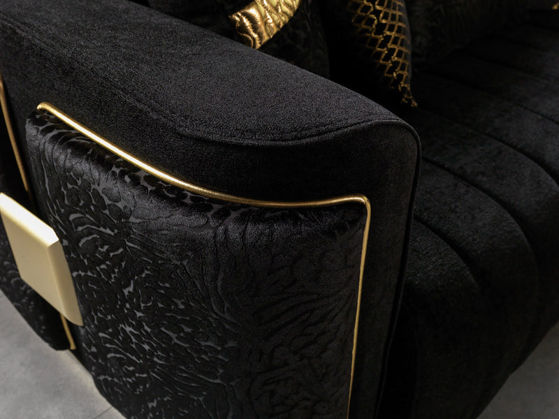 Carlina Black Velvet Sofa & Loveseat - CARLINABK-SL
