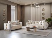 Carlina Ivory Velvet Loveseat - CARLINAIV-L