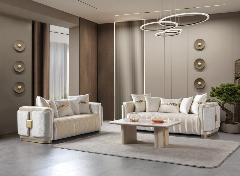 Carlina Ivory Velvet Loveseat - CARLINAIV-L