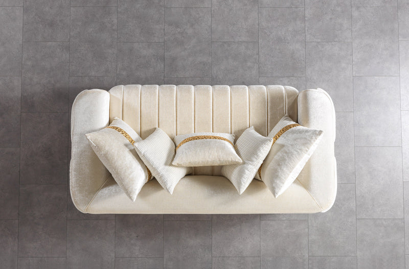 Carlina Ivory Velvet Loveseat - CARLINAIV-L