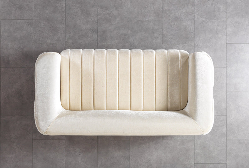 Carlina Ivory Velvet Loveseat - CARLINAIV-L