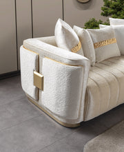 Carlina Ivory Velvet Sofa - CARLINAIV-S