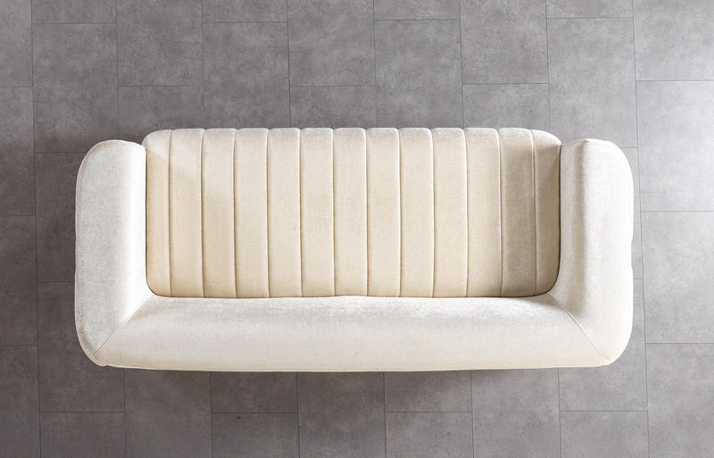 Carlina Ivory Velvet Sofa - CARLINAIV-S
