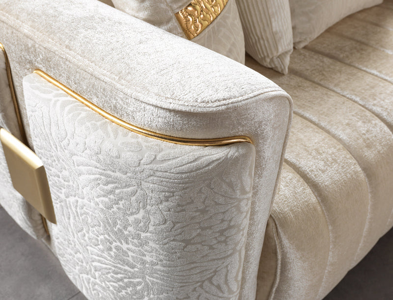 Carlina Ivory Velvet Sofa - CARLINAIV-S