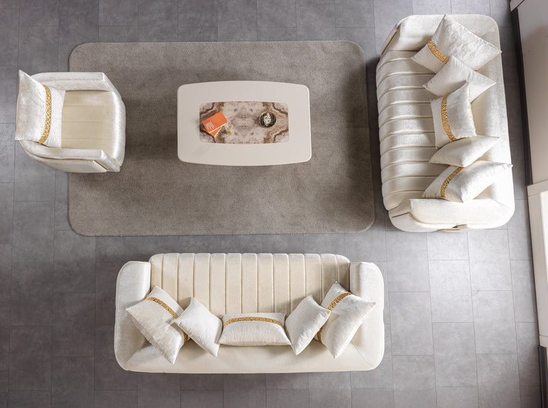 Carlina Ivory Velvet Sofa & Loveseat - CARLINAIV-SL