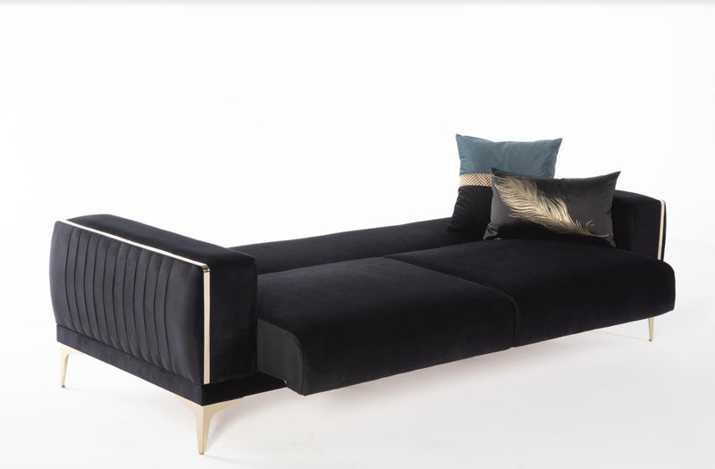 Carlino 3 Seat Sleeper (Napoly Black) 4 Pieces - DMV FurnitureSleeper Sofa