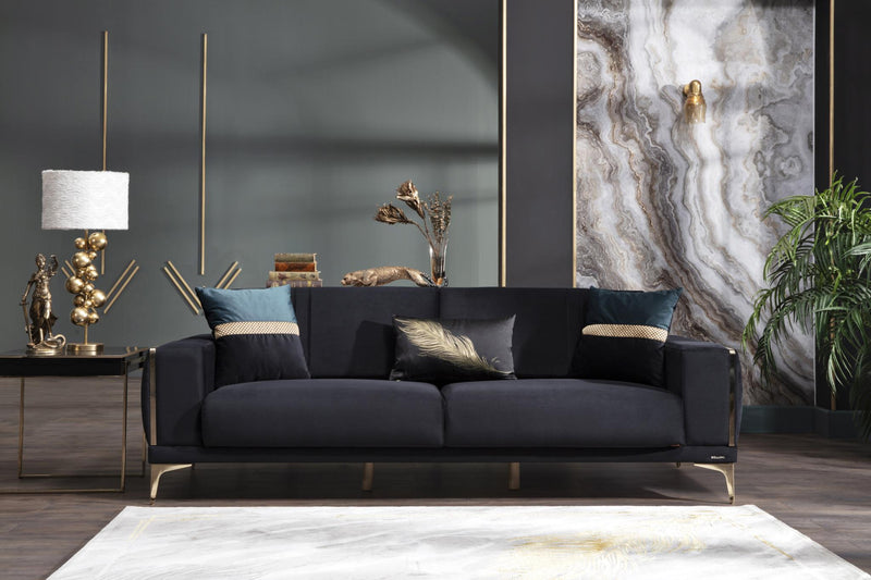 Carlino 3 Seat Sleeper (Napoly Black) 4 Pieces - DMV FurnitureSleeper Sofa