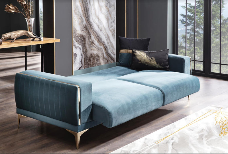 Carlino 3 Seat Sleeper (Napoly E.Green) 4 Pieces - DMV FurnitureSleeper Sofa