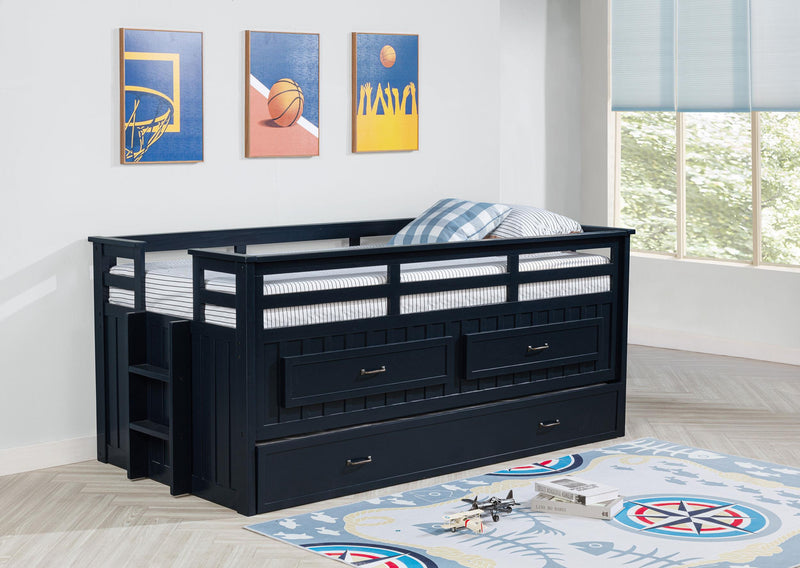 Carlsbad Wood Twin Captains Bed With Trundle Navy Blue - 401980T