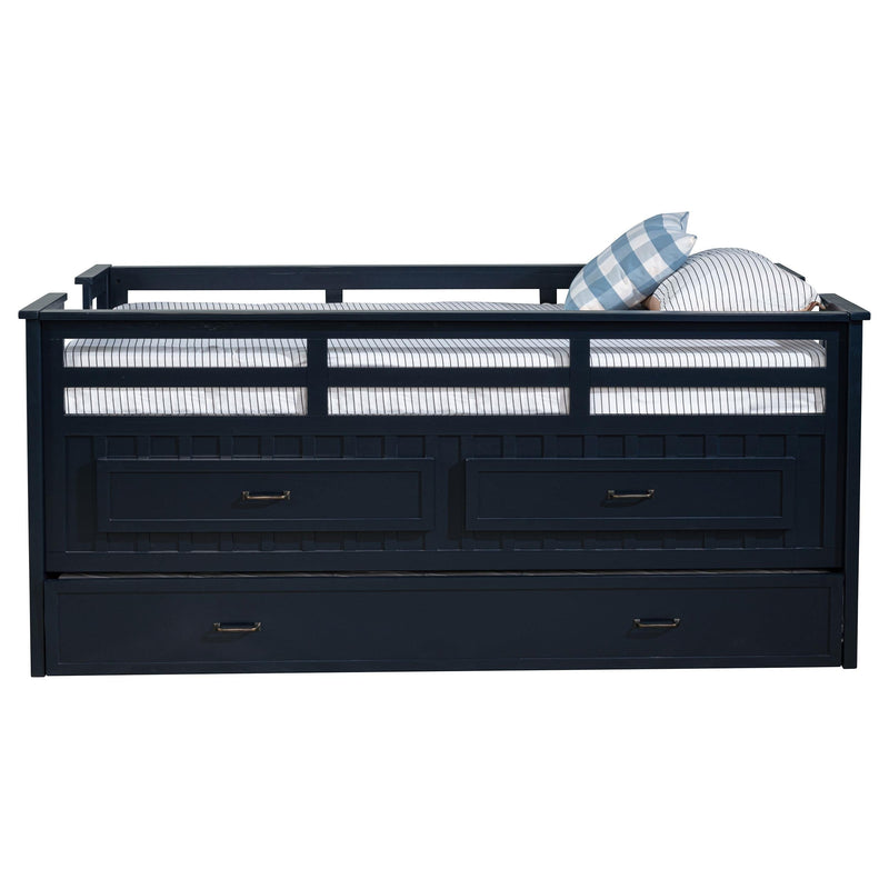 Carlsbad Wood Twin Captains Bed With Trundle Navy Blue - 401980T
