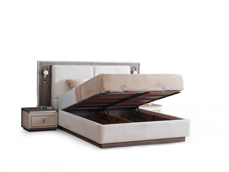 Carmen Bedroom (Queen Frame With Headboard & Dresser With Mirror & Ottoman & 2 Nightstand) - 200-ELIF-CAR-A521-QBED-SET